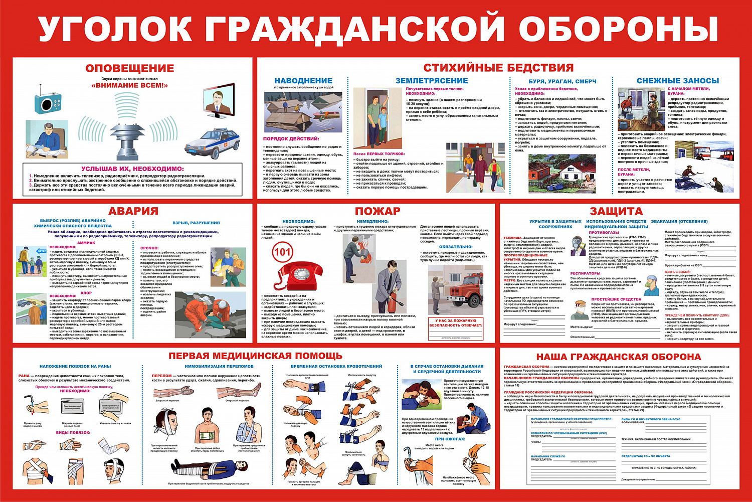 Стенды пожарной безопасности, ГО и ЧС, антитеррор заказать в Тольятти